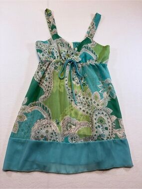 Green & Teal Paisley tank top /cami baby doll /fairy